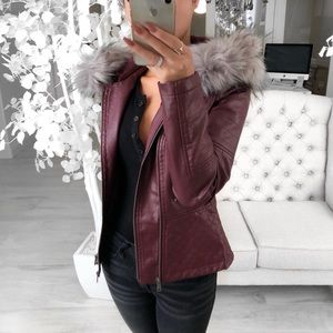 🆕🔃 PENELOPE Pinot Burgundy Vegan Leather Jacket